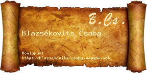 Blazsékovits Csaba névjegykártya